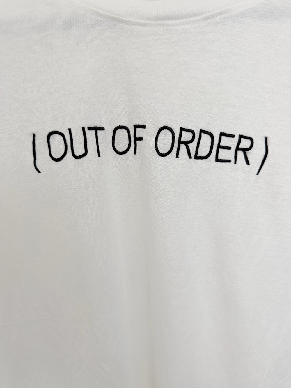 Forever 21 White Graphic Tee with "OUT OF ORDER" Text - Picture 2 of 3